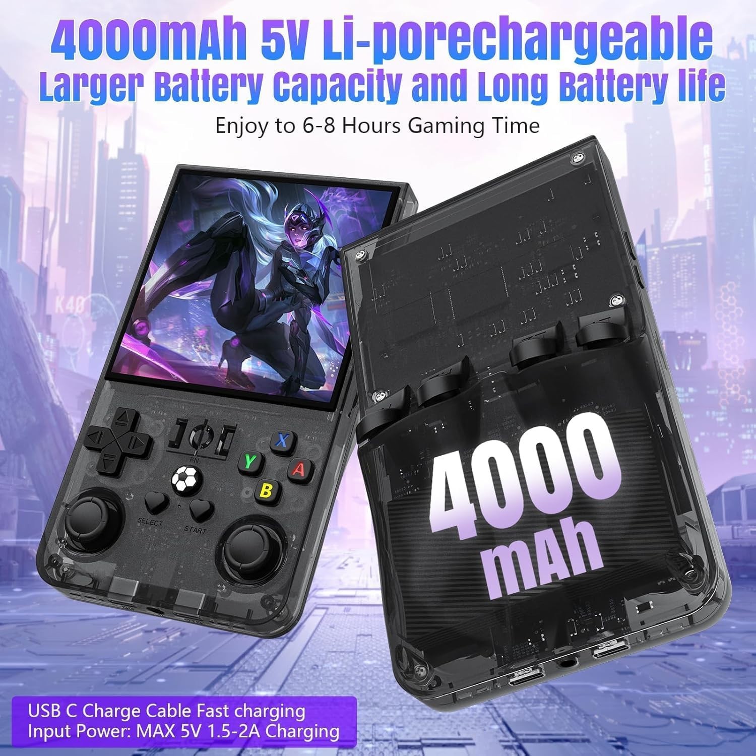 NEW Handheld Game Console 4.0″ IPS 64GB 18000 Games 4000mAh Portable Black