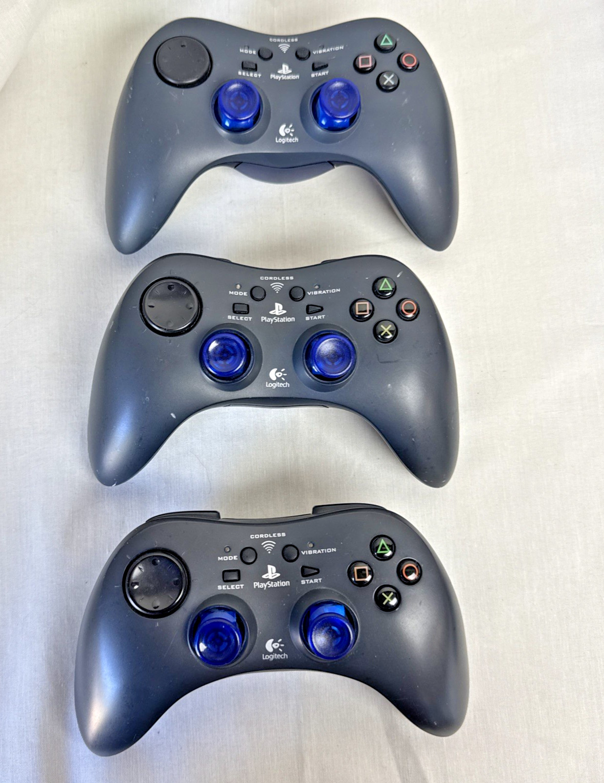 Lot of 7 Logitech Playstation Cordless Controllers + 3 Dongles +2 Receivers