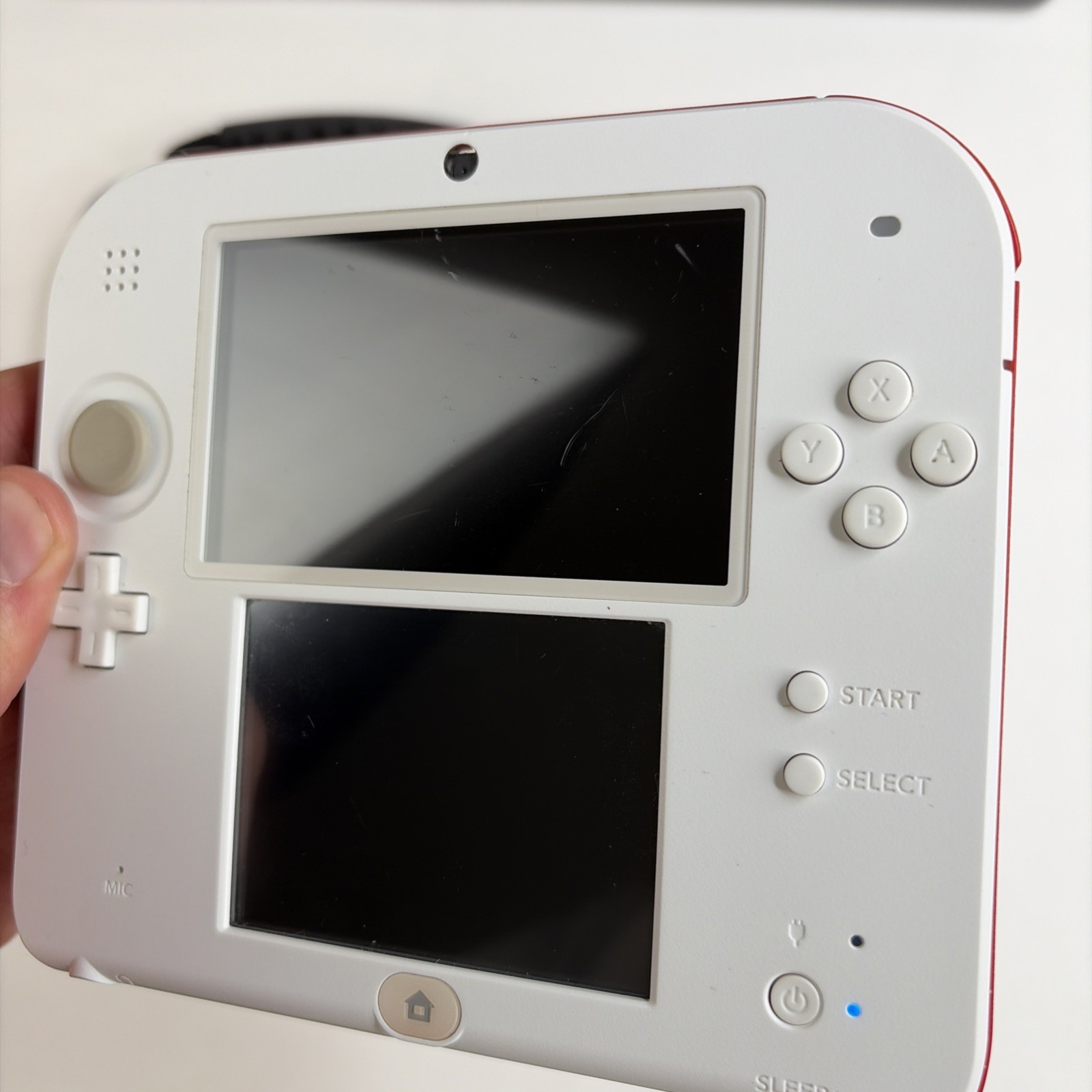 Nintendo 2DS White & Red Handheld System w/Charger Stylus Case US Model