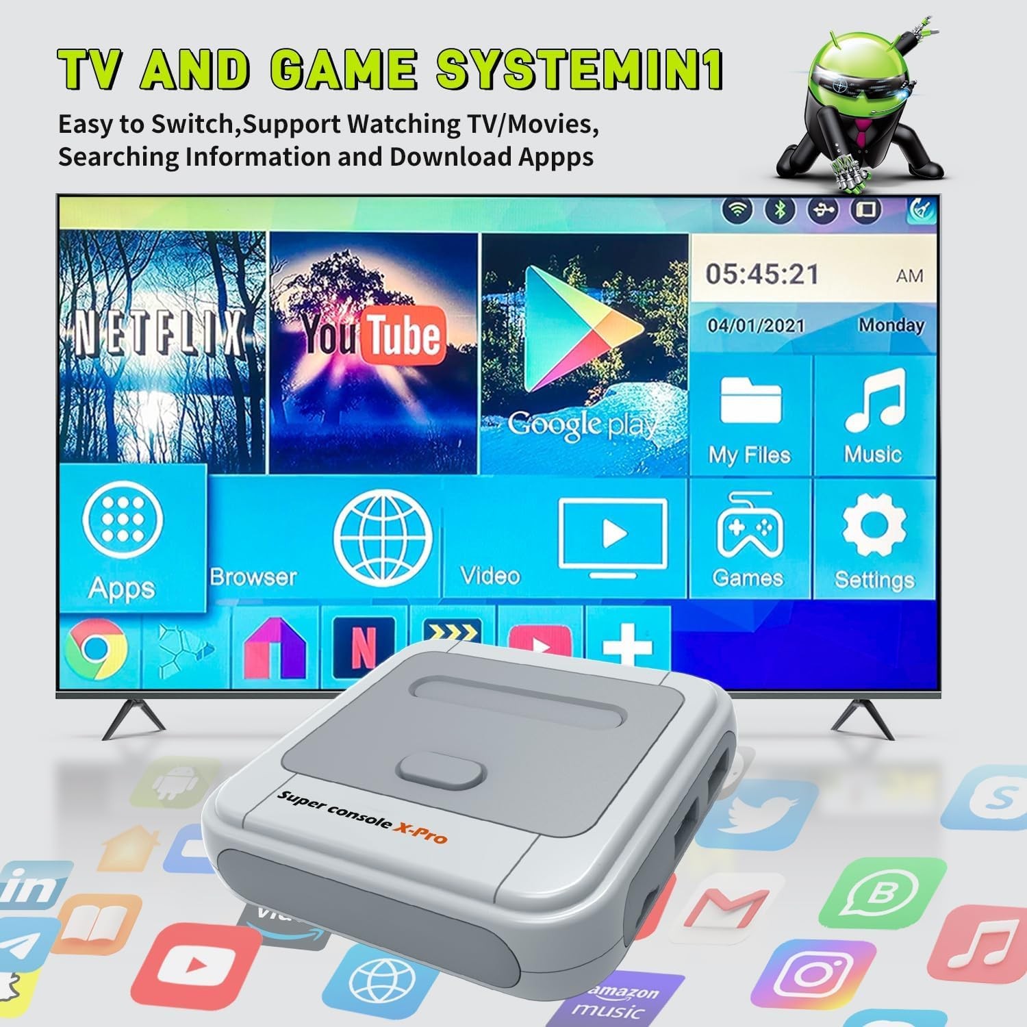 Super Console X Pro with 100000+ Games,TV & Game System in 1, Mini Retro Game