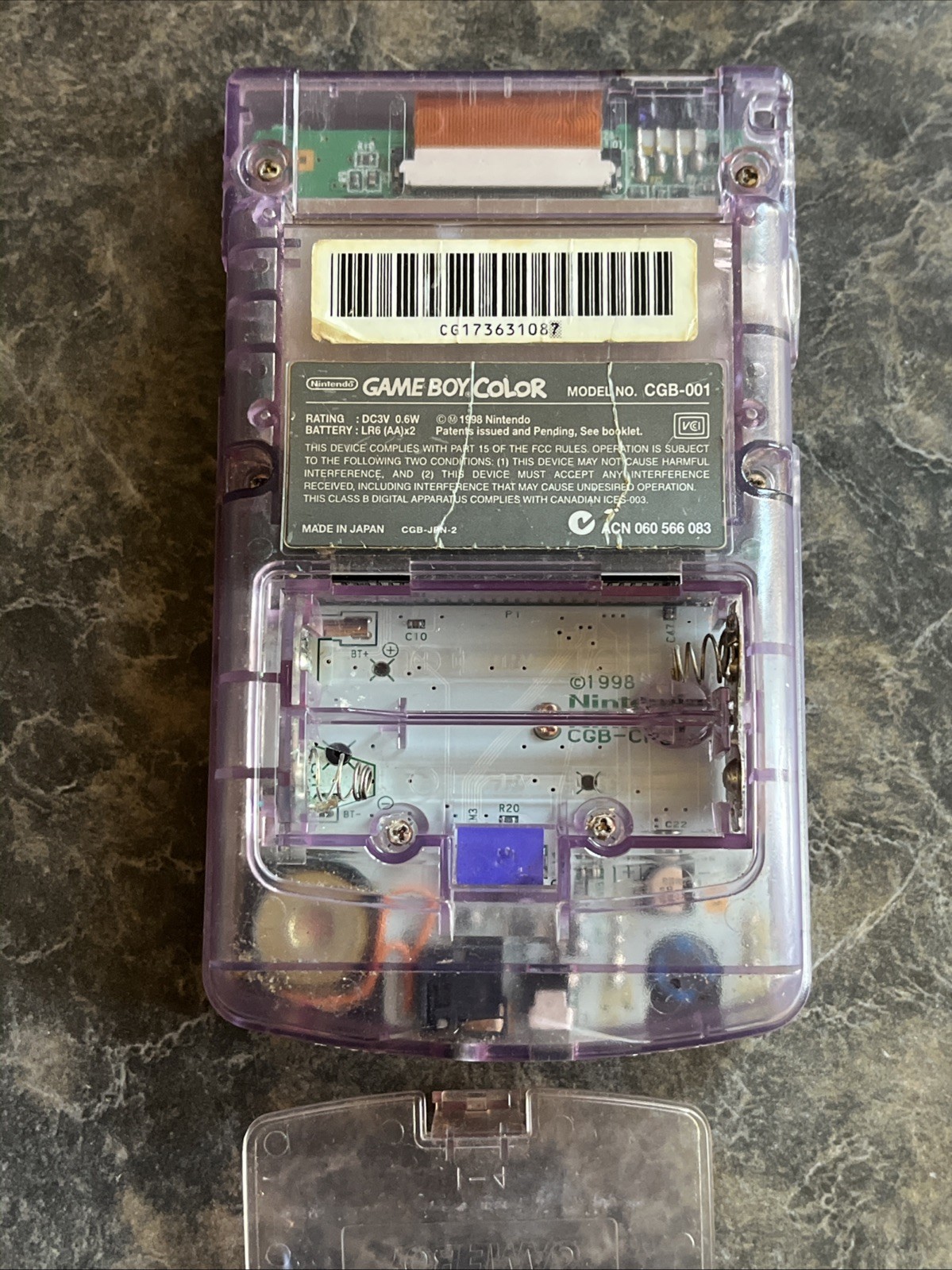 Works Nintendo Game Boy Color Atomic Purple Transparent Clear Croc 2 Bomber Man