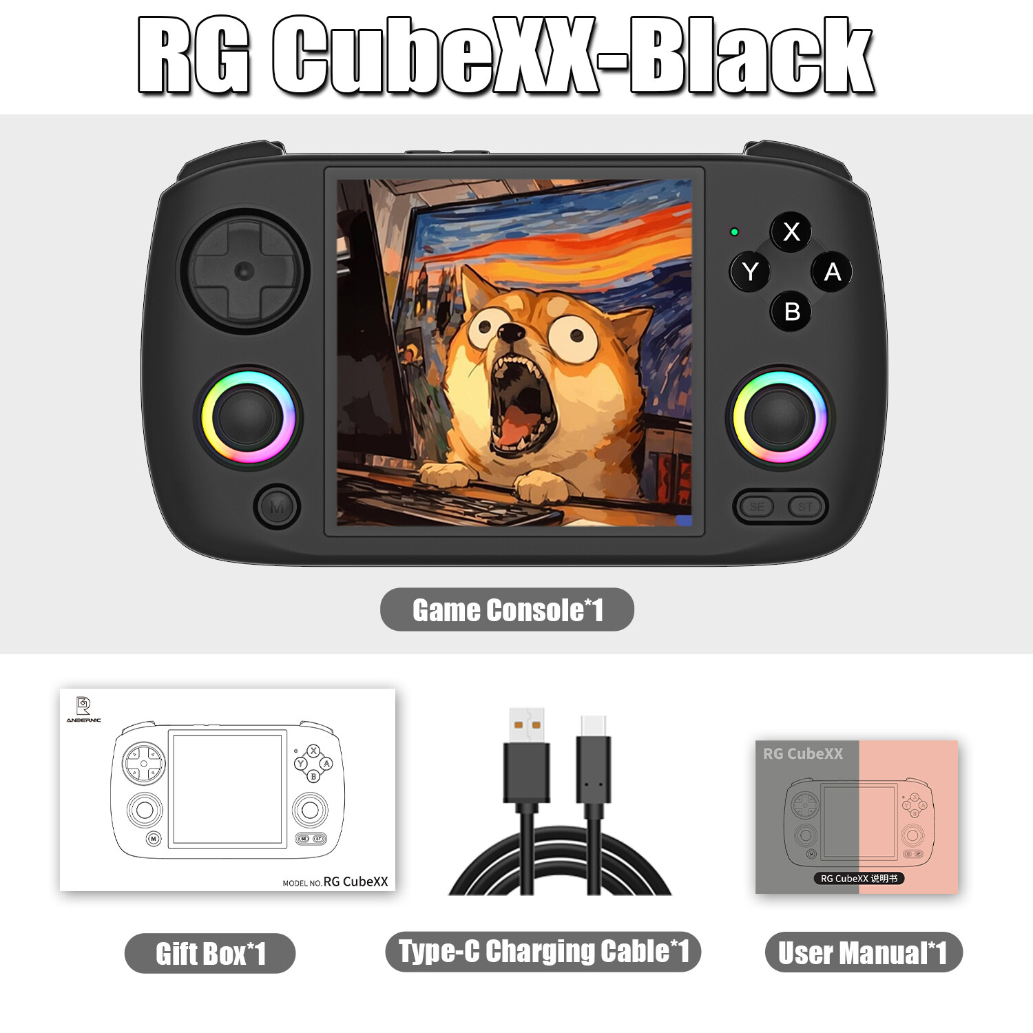 Anbernic RG CubeXX Handheld Game Console 3.95′ 720*720 IPS OCA 1:1 H700 rgcubexx