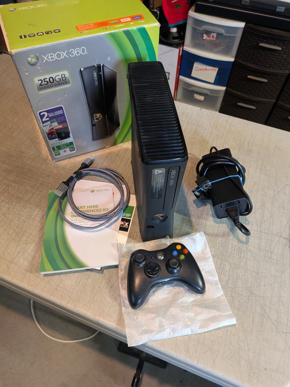 Xbox 360 S 250GB (Slim) Complete in Box Bundle! Controller & Cords w/ WARRANTY!