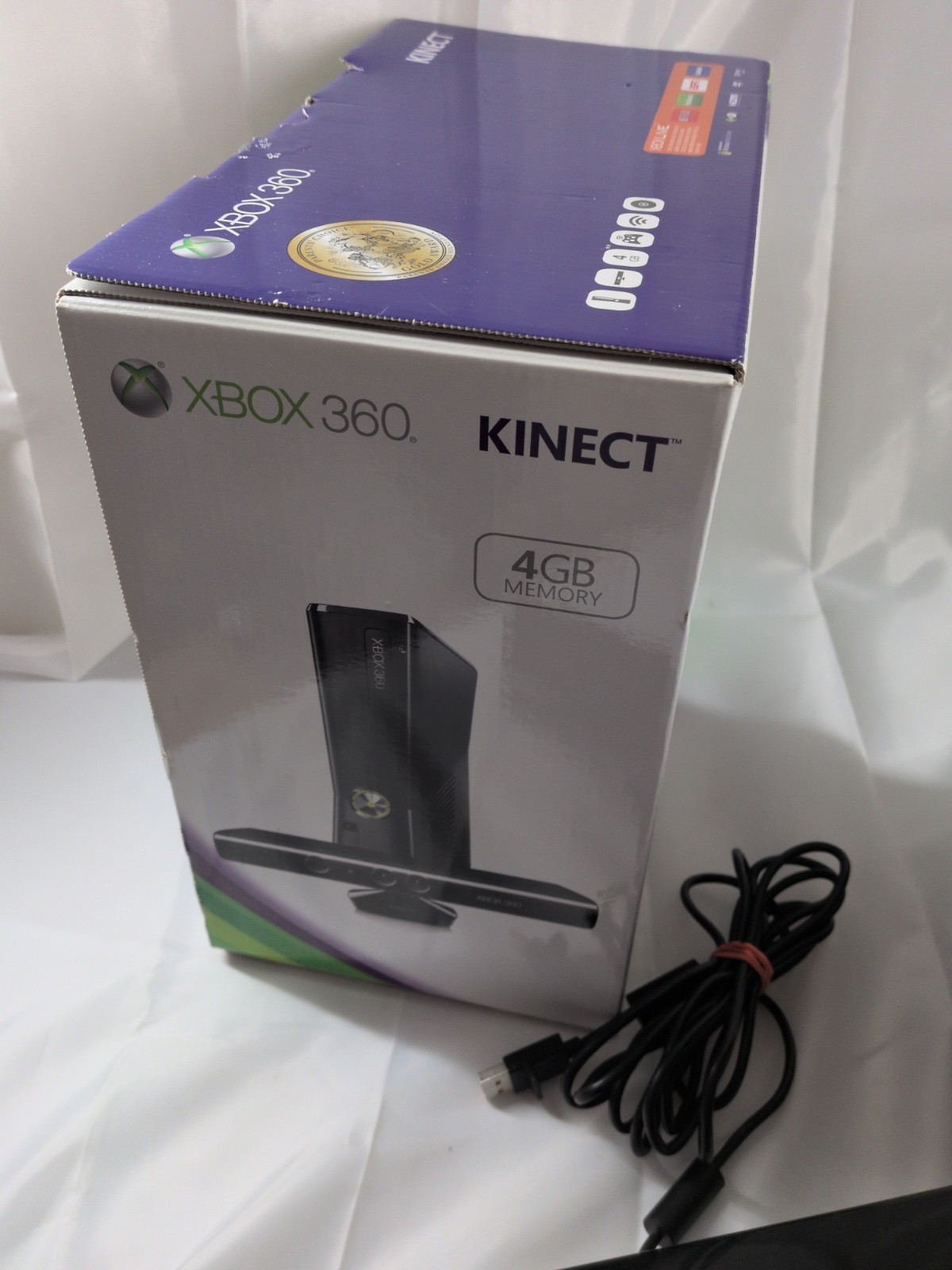 Microsoft Xbox 360 S 4GB Black Console with Power Cord, Kinect, and 9 Games