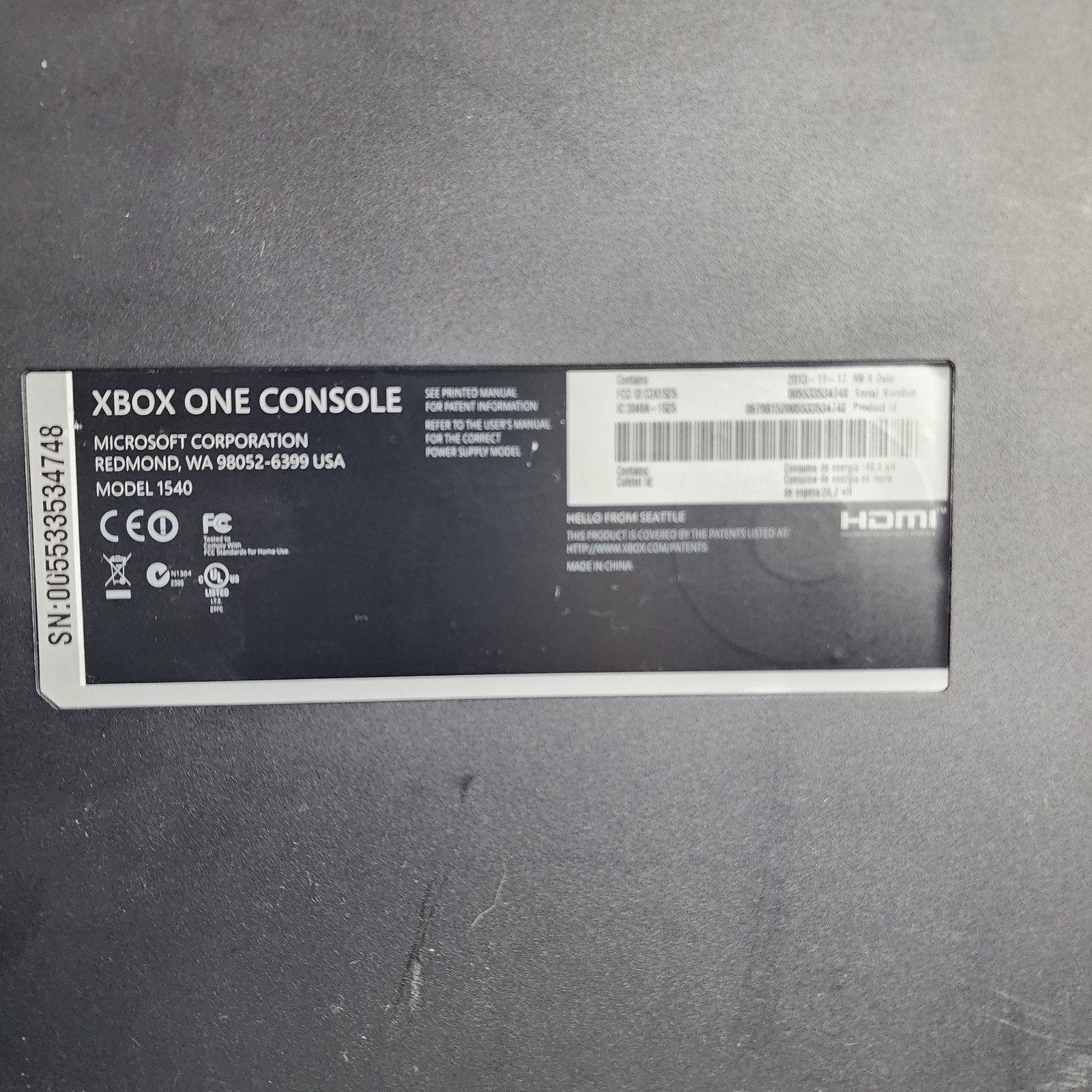 Microsoft Xbox One 1540 Black Console System PARTS Repair Doesn’t Read Discs