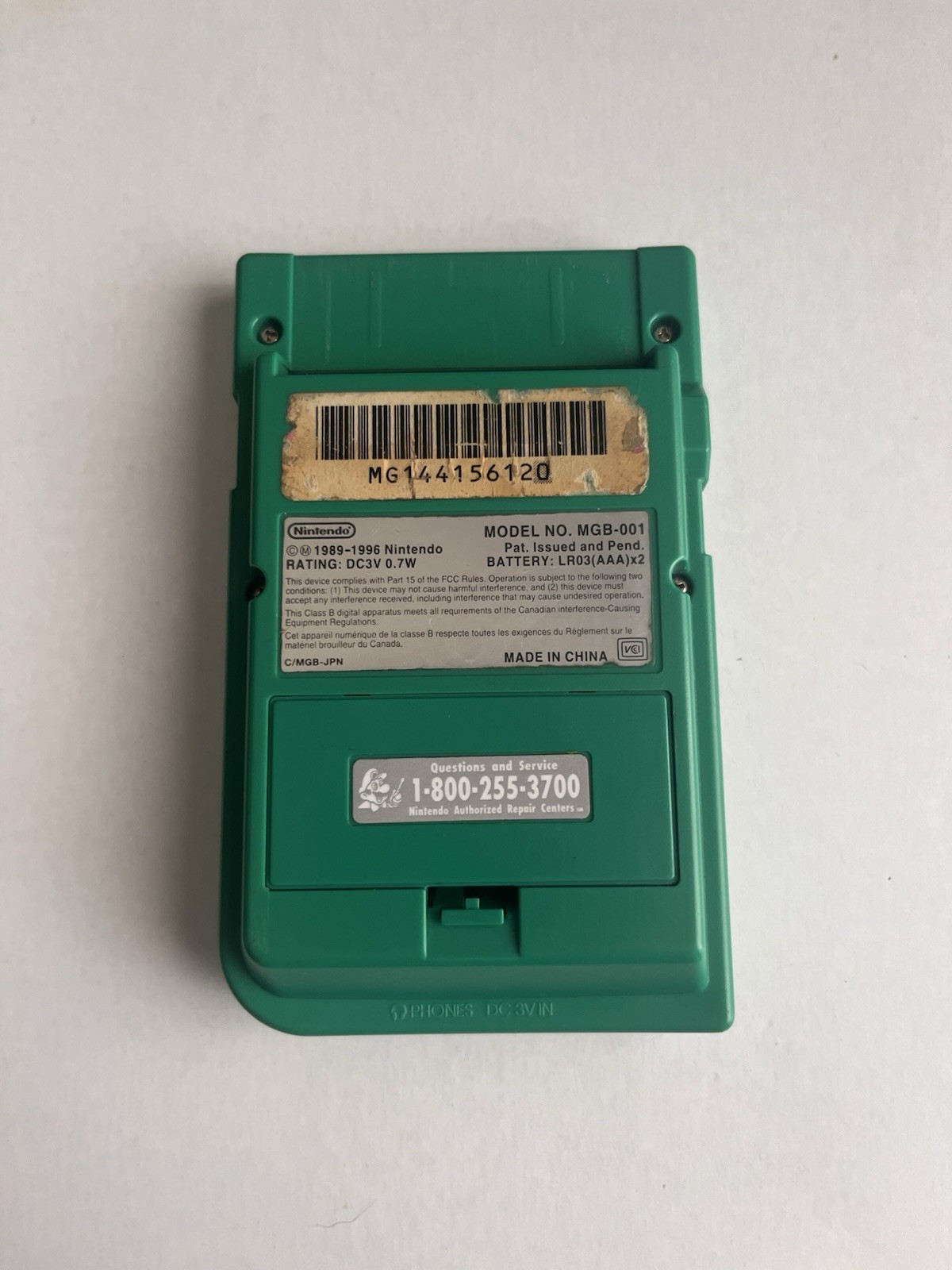 Nintendo Game Boy Pocket MGB-001 Green Handheld System, Headphone Jack
