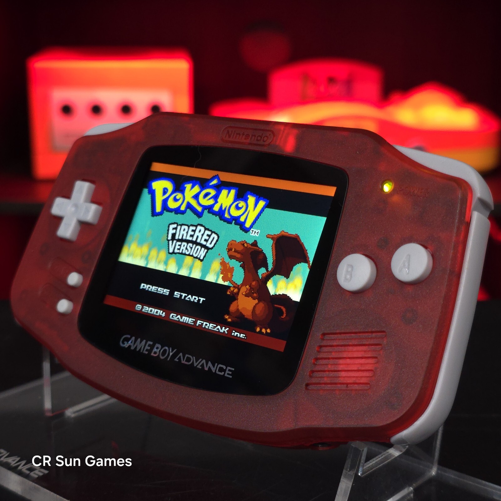 Clear Red Game Boy Advance GBA iPS V5 USB-C 1800 mAh Rechargeable Battery