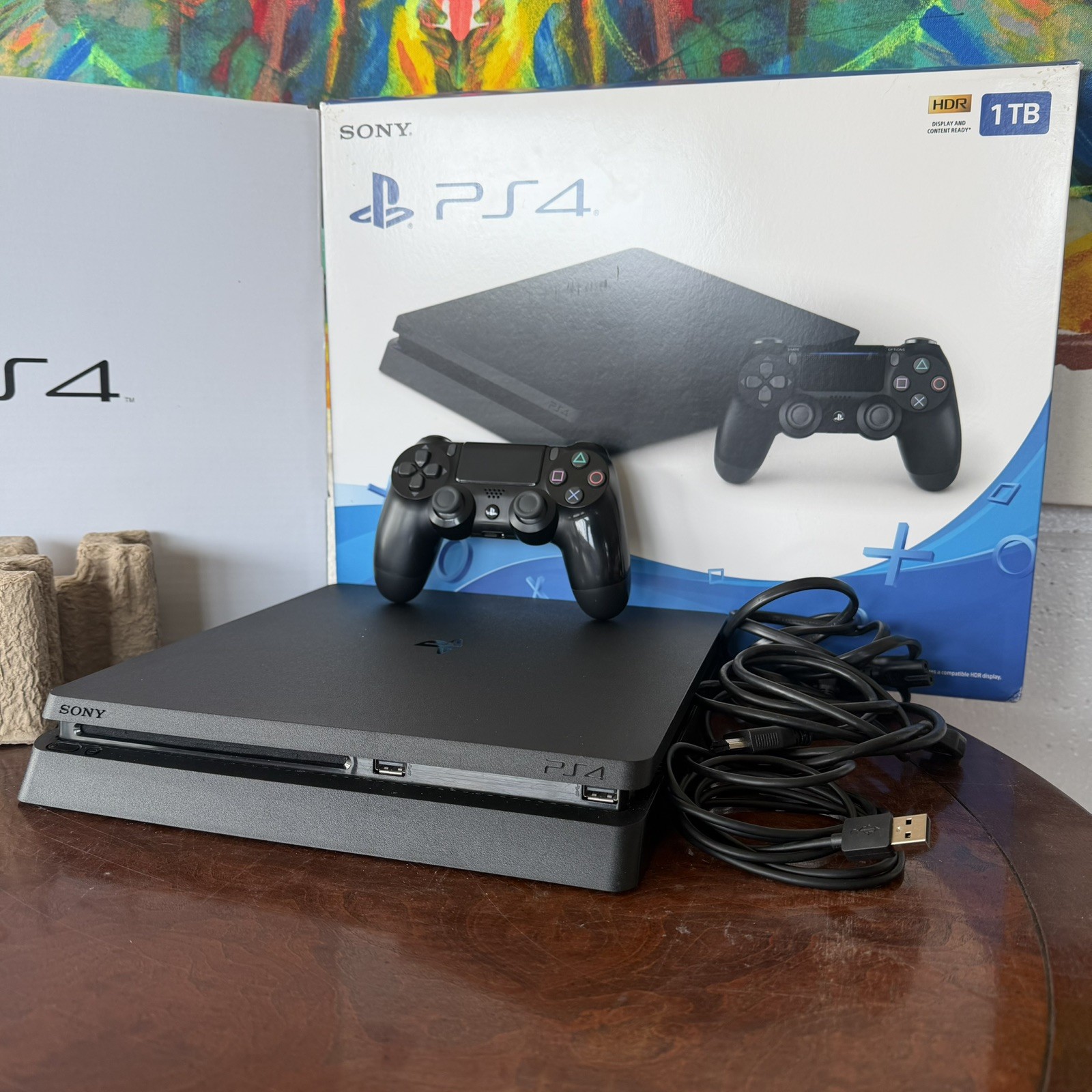 Sony PlayStation 4 Slim 1TB Black PS4 Console CUH-2215B w/ Controller READ DESC.