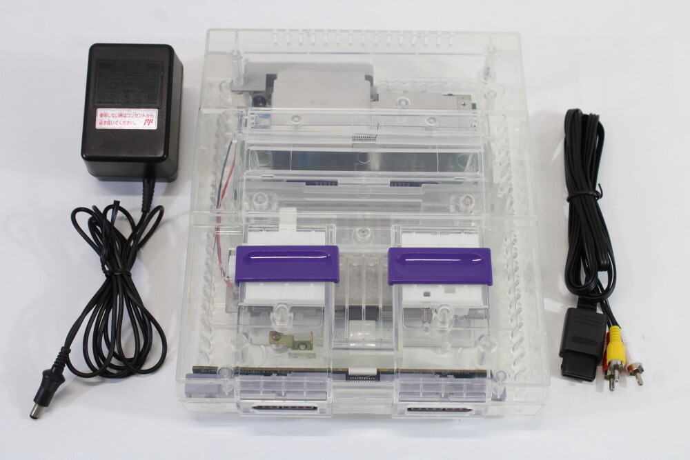 Super Nintendo Transparent Crystal Clear Console SNES SFC Convert AC AV TESTED 2