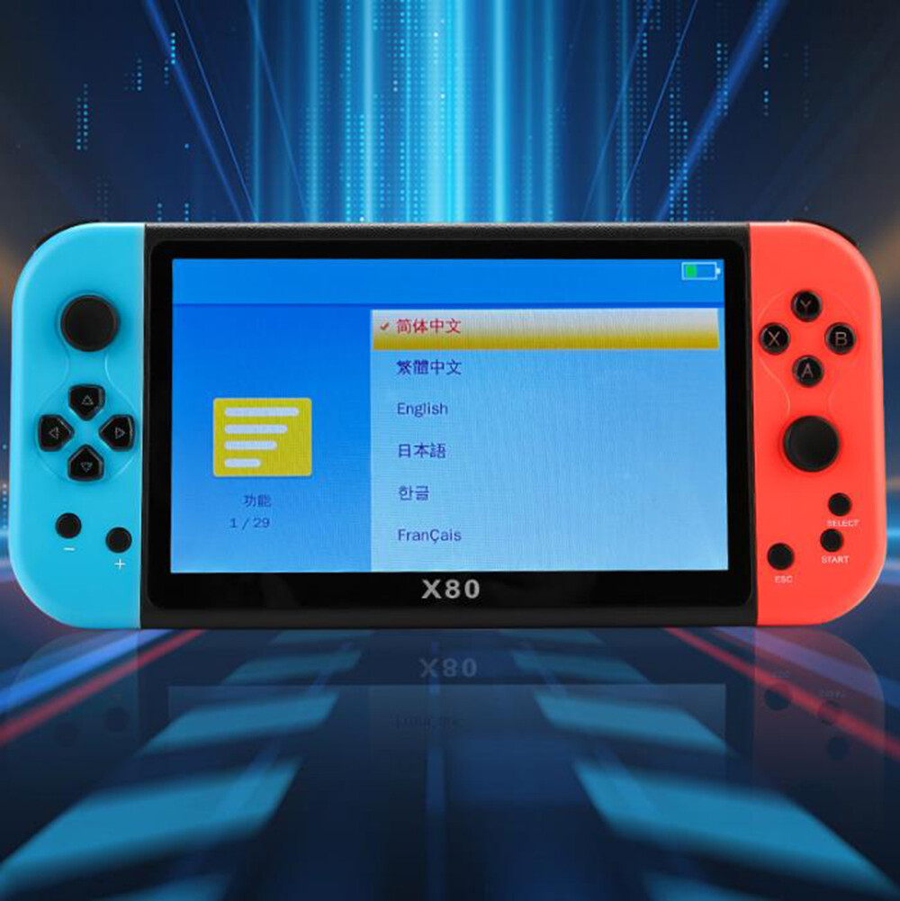 Portable X80 Game Console 7.0″ Screen Home Handheld Built-In 20000 Games HD TV