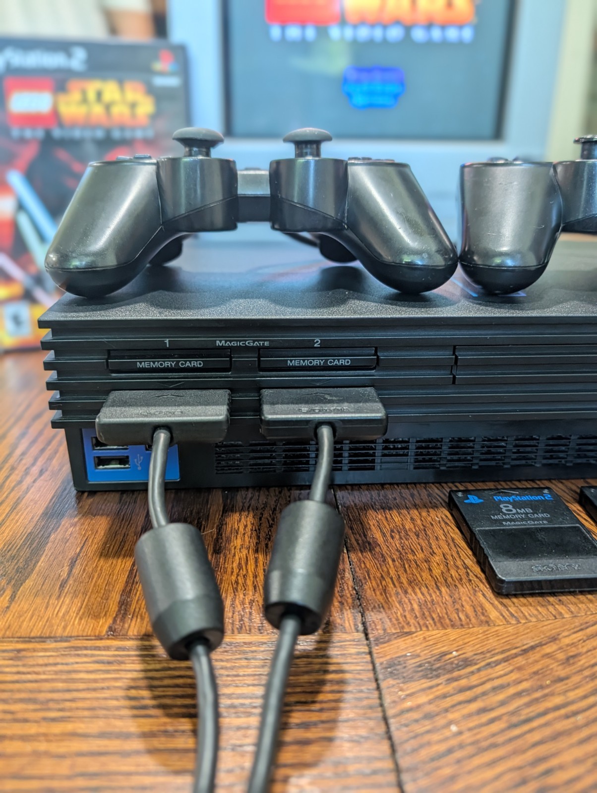 Sony PlayStation 2 Bundle With 4 Games, 2 Controllers, Memory Cards- Tested