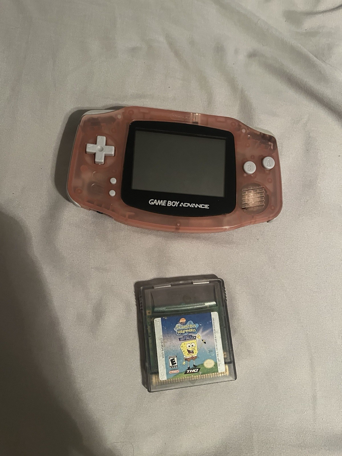 Nintendo Game Boy Advance Handheld System – Fuchsia Pink + SpongeBob Game-TESTED