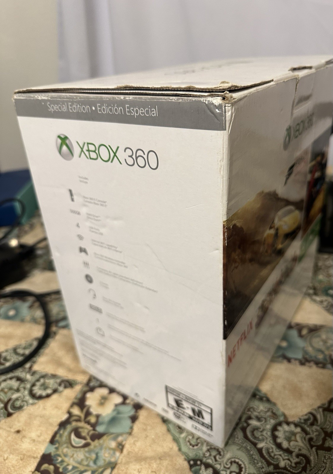 Xbox 360 E Special Edition 500GB Blue Console Near Cib Lot Read Description