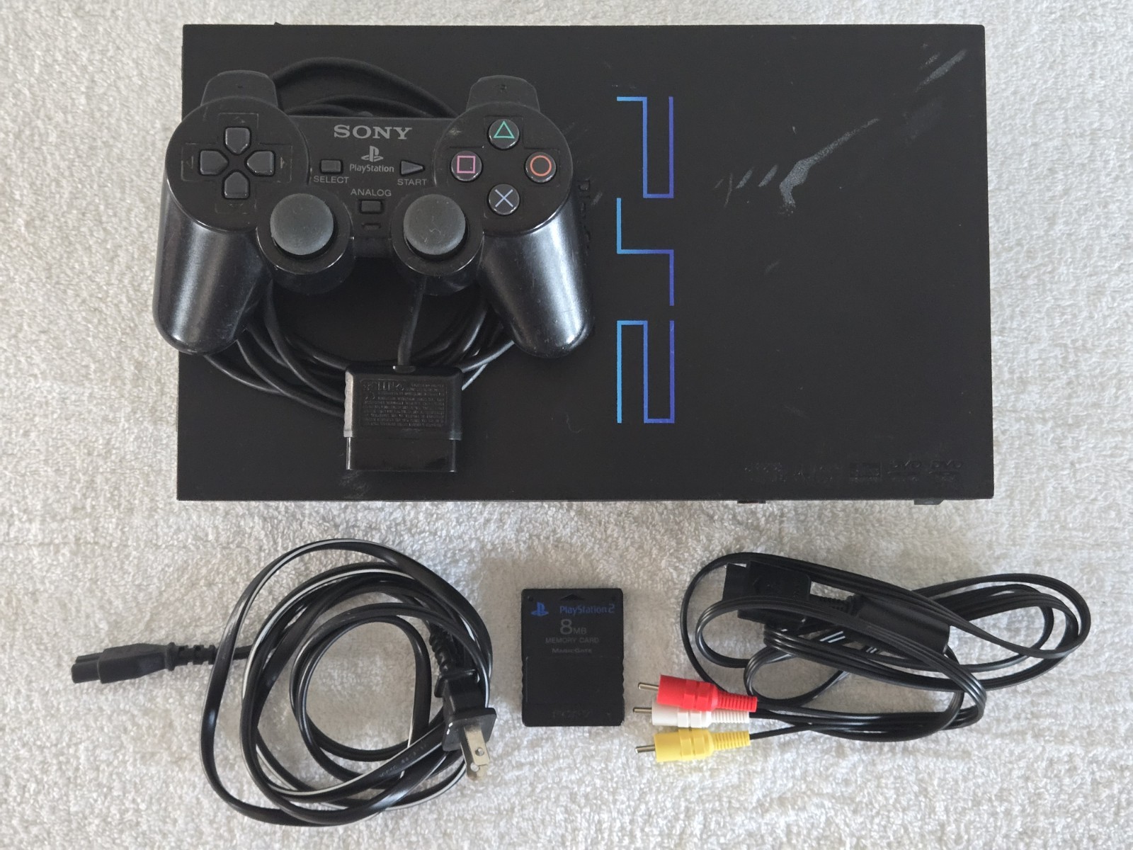 Sony PlayStation 2 Console SCPH-50001 W/1 Controller, Memory Card, Cords TESTED