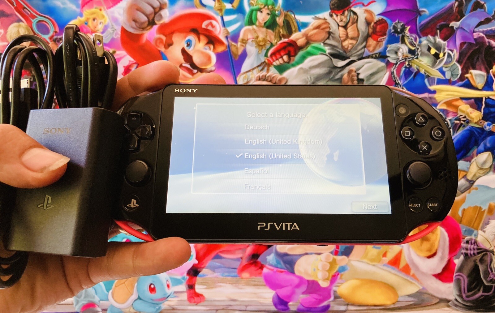 Sony PlayStation PS Vita Slim 2000 PSV Hot Pink Black Handheld Console + Charger