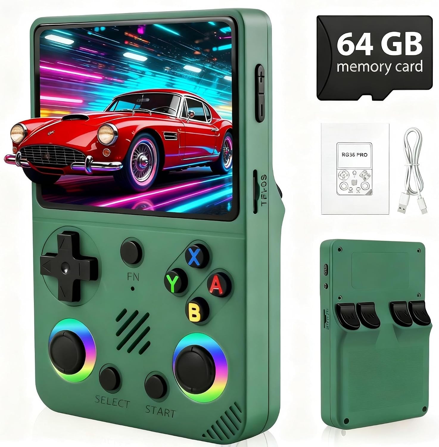 RG36PRO Vintage Gaming Console – 64GB Storage, Multiplayer & Ergonomic Design