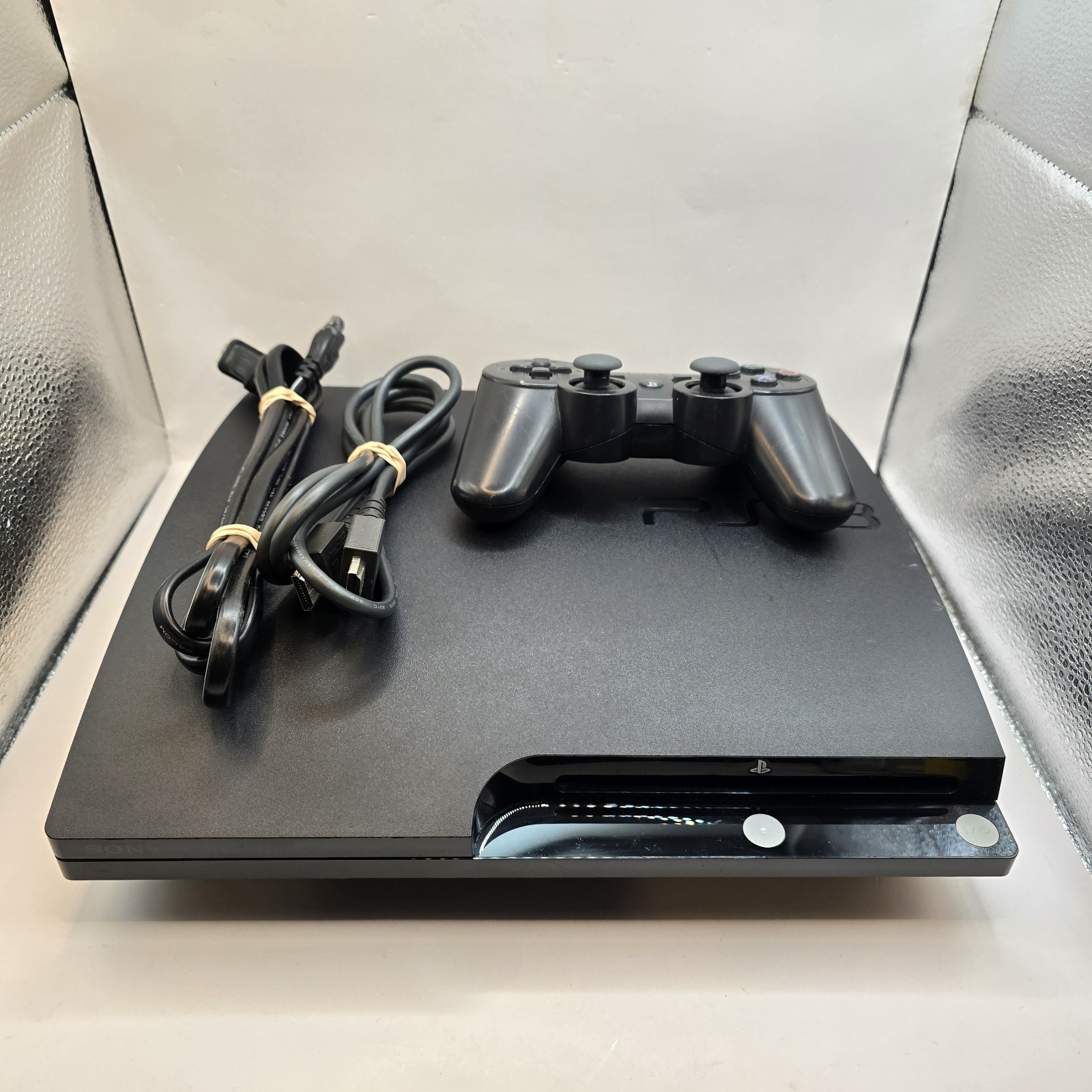 Sony PlayStation 3 PS3 Slim Console With Controller & Cords Tested & Working!