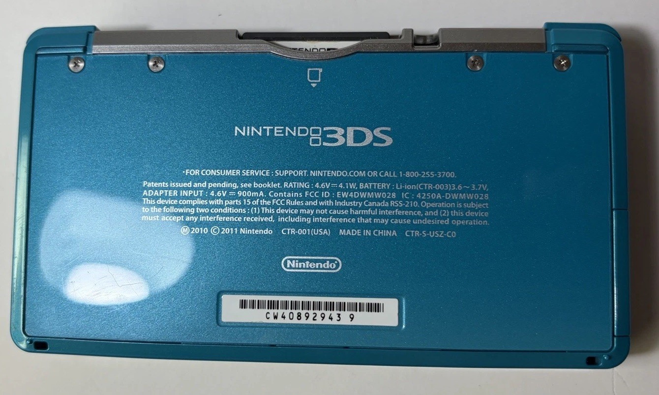 MINT Original Nintendo 3DS Handheld System Aqua Blue Tested Working Console