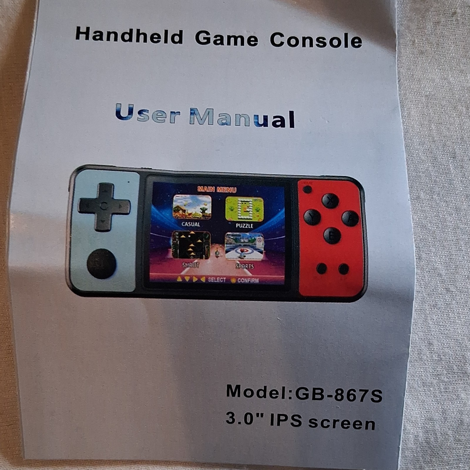 KIDS GB-867S Handheld Game Console 3.0in IPS Screen 32GB 480p USB