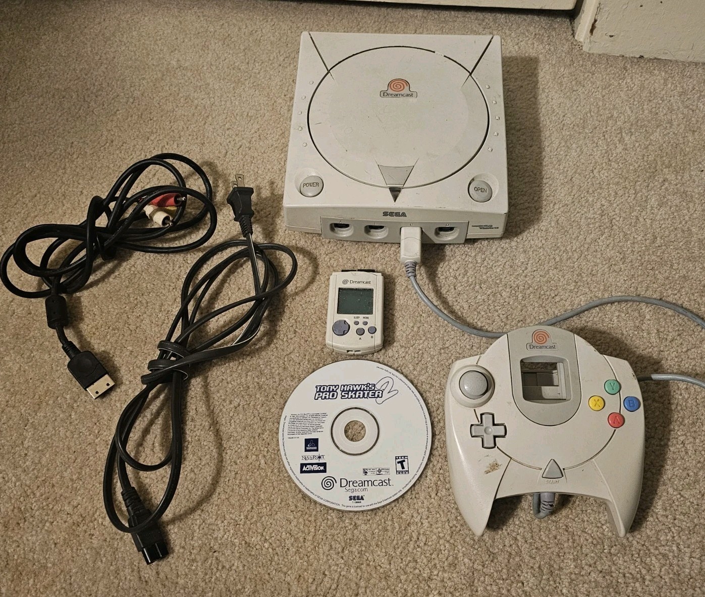 SEGA Dreamcast Console HKT-3020 with Controller, Cords, & Tony Hawk Game