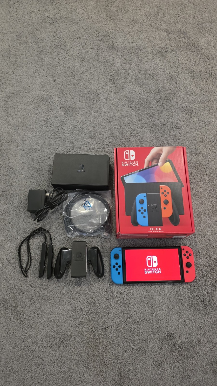 Nintendo Switch OLED Model with Neon Red Blue Joy-Con, 64GB