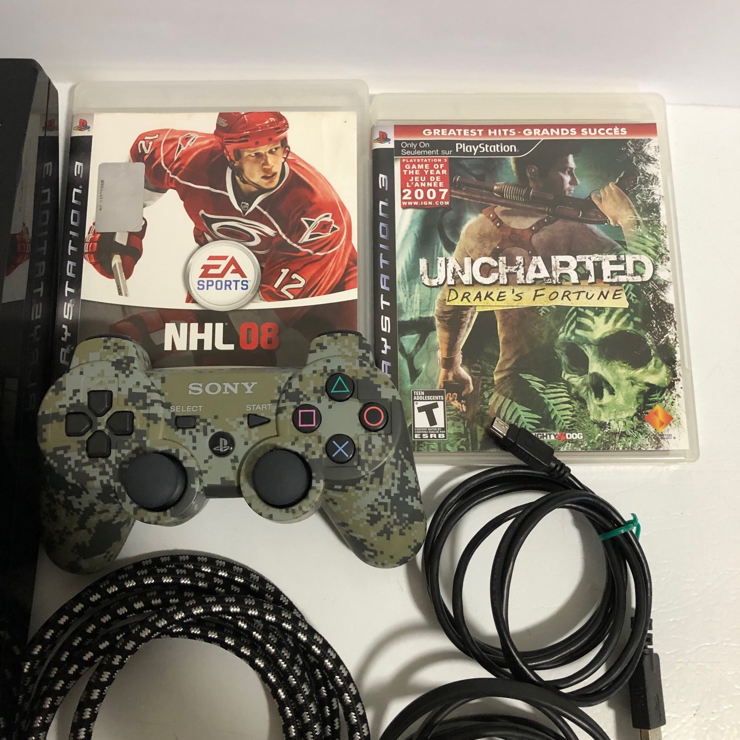 Sony Playstation 3 Slim 120GB Console Bundle w/ Controller Games Lot CECH 2001A