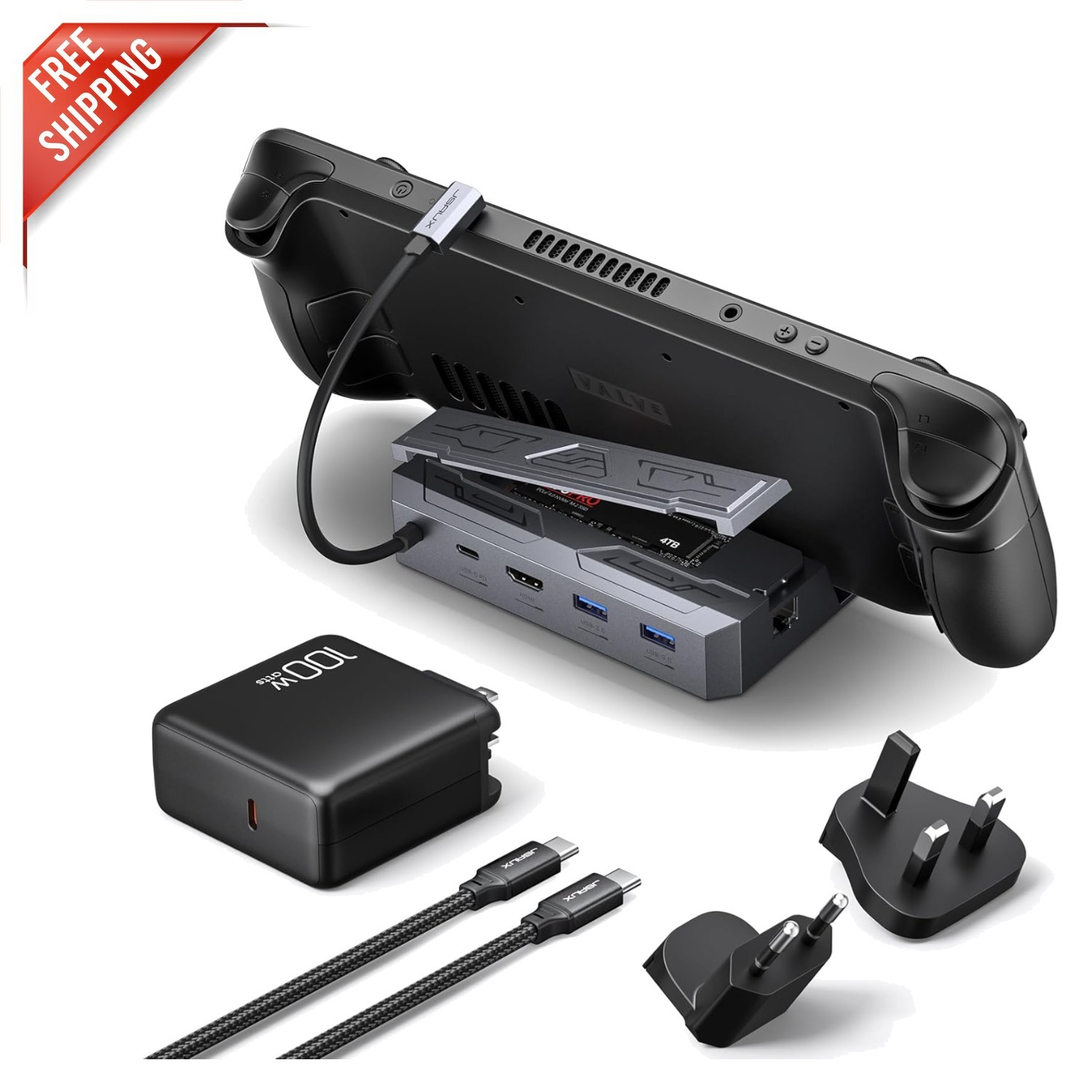 6-in-1 Steam Deck Dock – Vibrant 4K HDMI & Gigabit Ethernet Connectivity