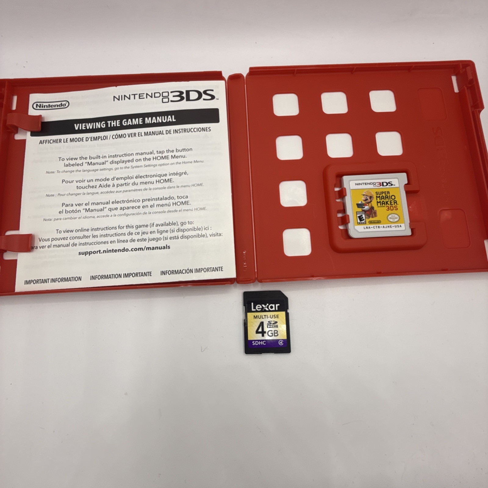 Nintendo 2DS Handheld Game Console FTR-001 Black Red – Game, Charger, & Case