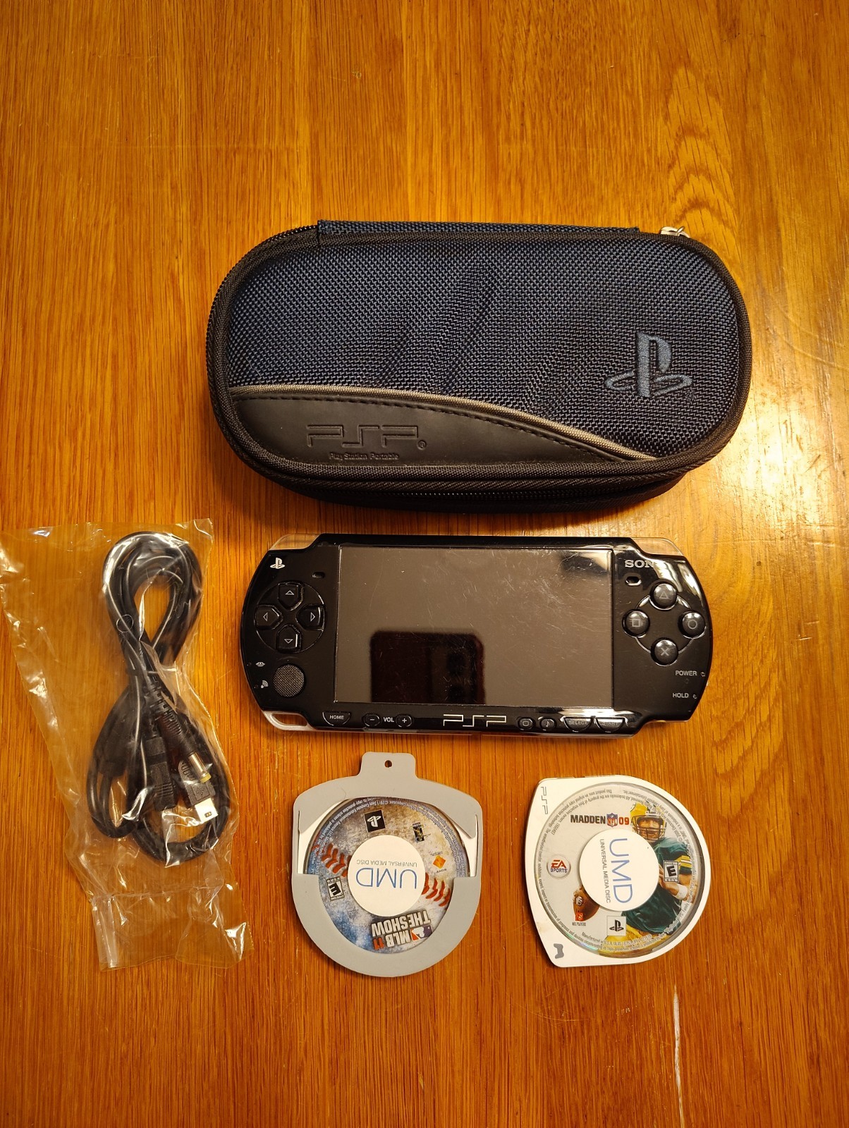Sony PSP 2001 Handheld Console Black With Case & 2 Games New Battery & Cable