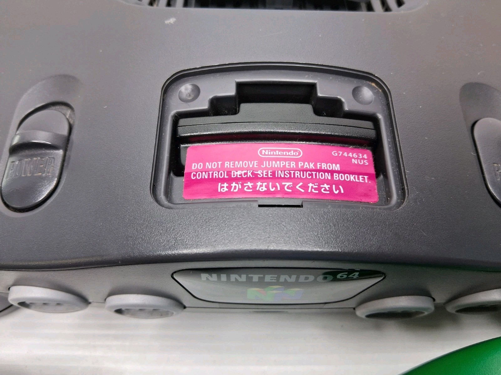Nintendo N64 NUS-001 Black Console With OEM Green Controller & Cords Tested