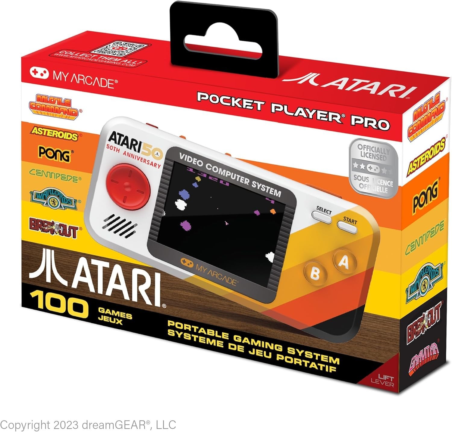 Authentic Atari Pocket Player Pro: 100 Timeless Games, Ergonomic Handheld Design