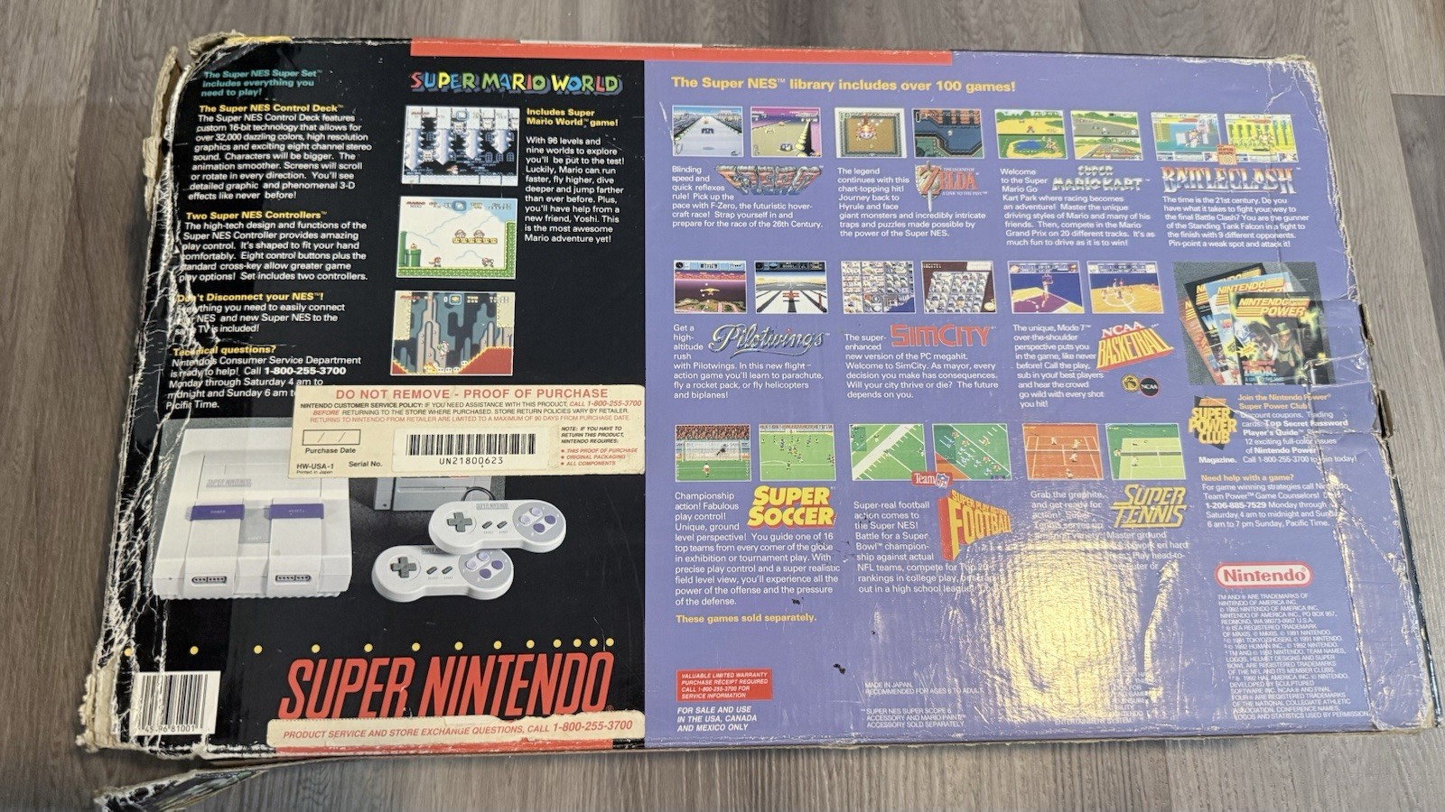 SNES Original Console CIB – Matching Serial Number Box – Tested