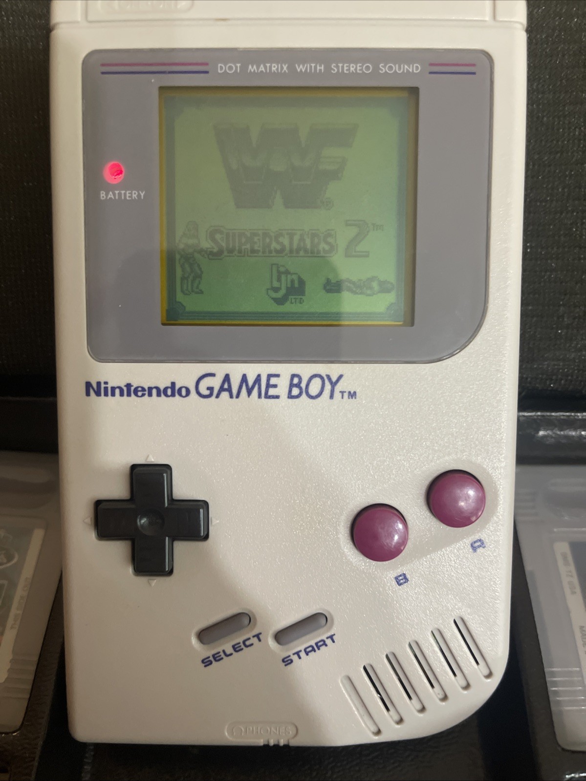 Nintendo Game Boy console and 4 Games With Travel Case & Linkage Cable All Works