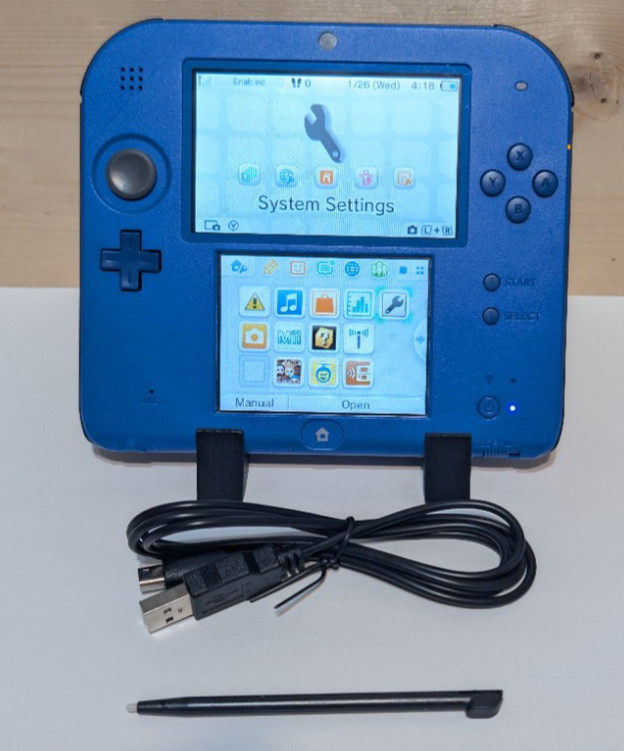 Nintendo 2DS Blue US Version W/Cable *Tested*