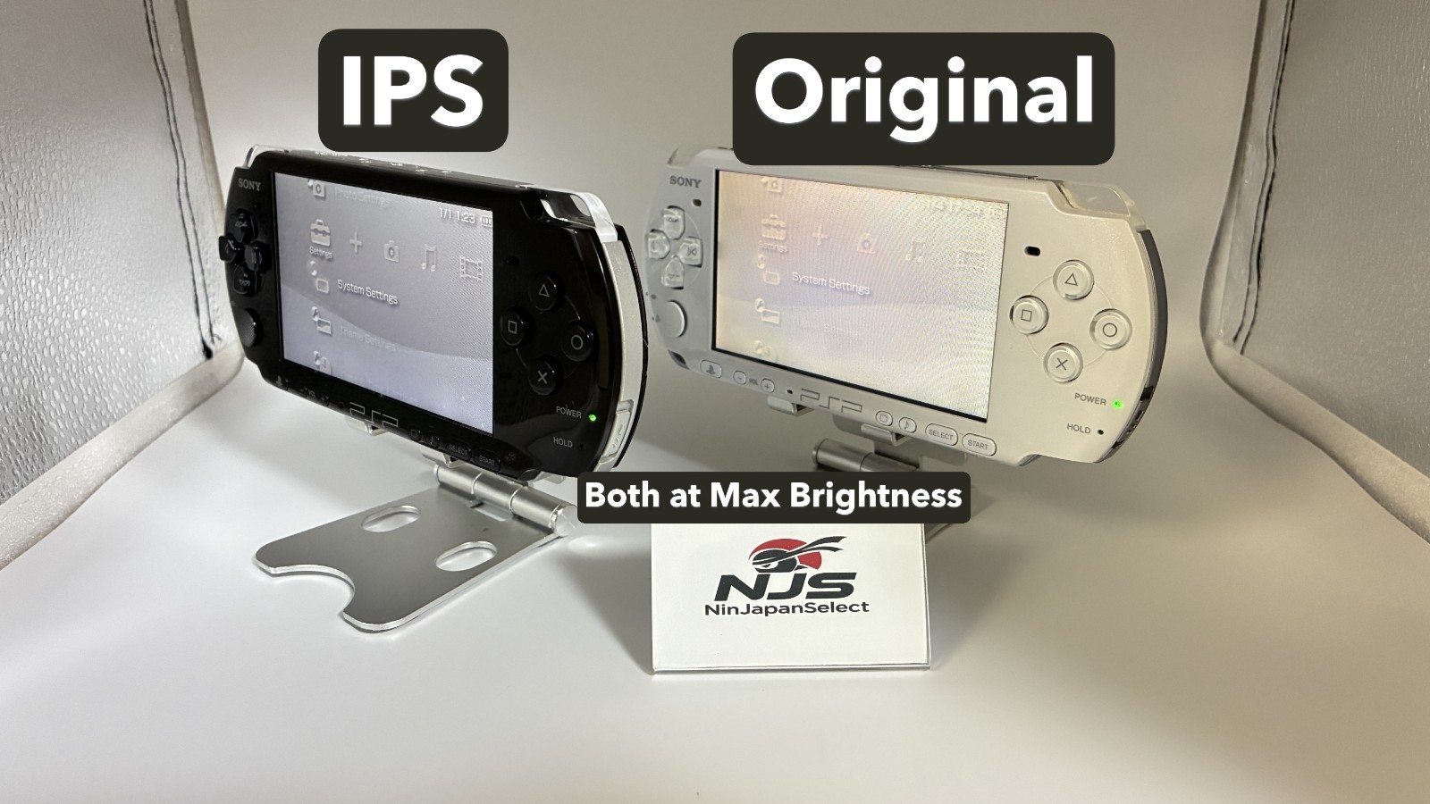 PSP-3000 Black w/ Glass Lens IPS Screen Upgrade New Battery USB-C connector 4GB