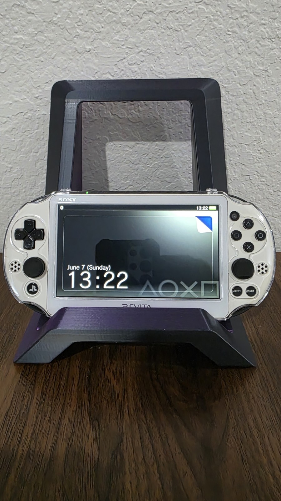 Sony PS Vita Slim PCH-2000 Custom White/Black Console w/ Clear Case Charger 1GB