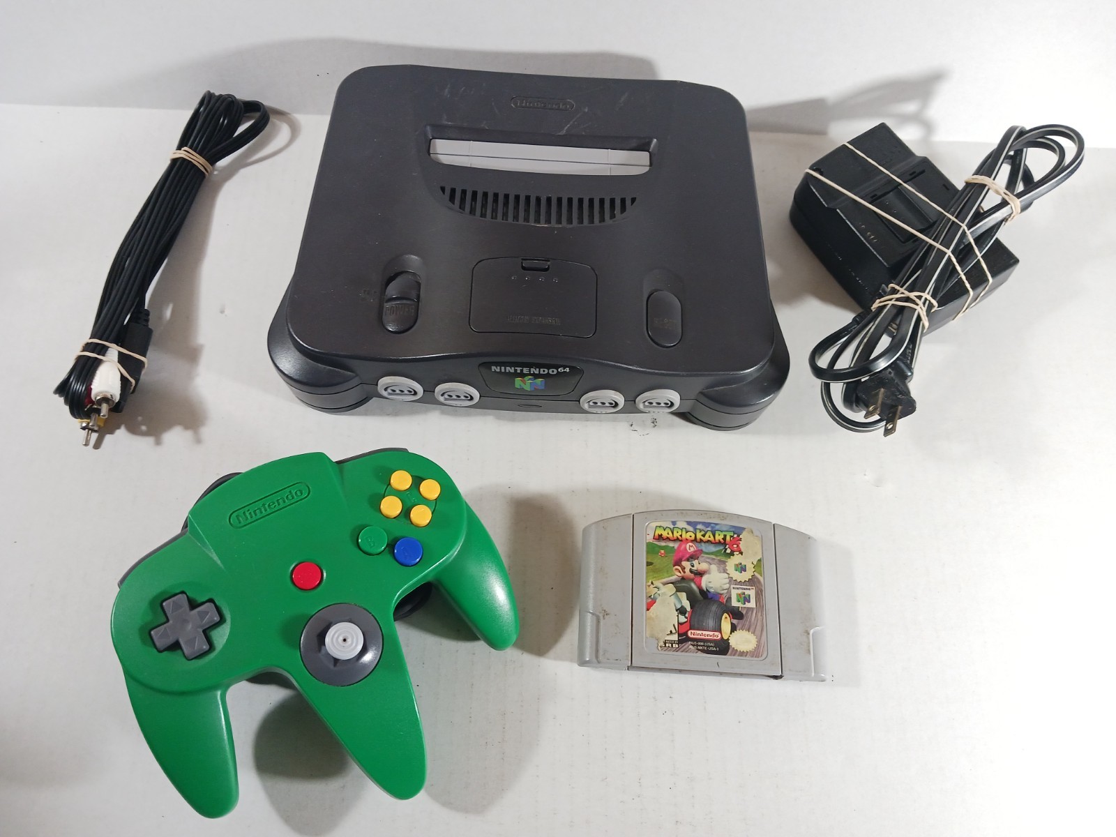 Nintendo 64 Mario Kart 64 Set Tight Stick Green Controller Console Lot