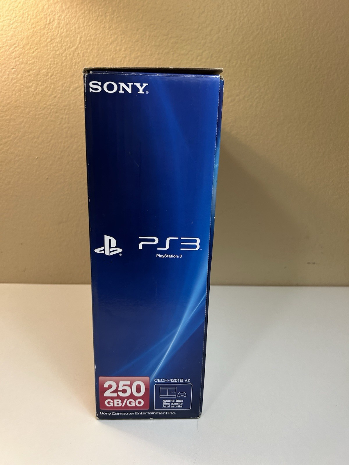 New Unsealed Open Box PS3 Super Slim 250 GB Azurite Blue Console CECH-4201B Read