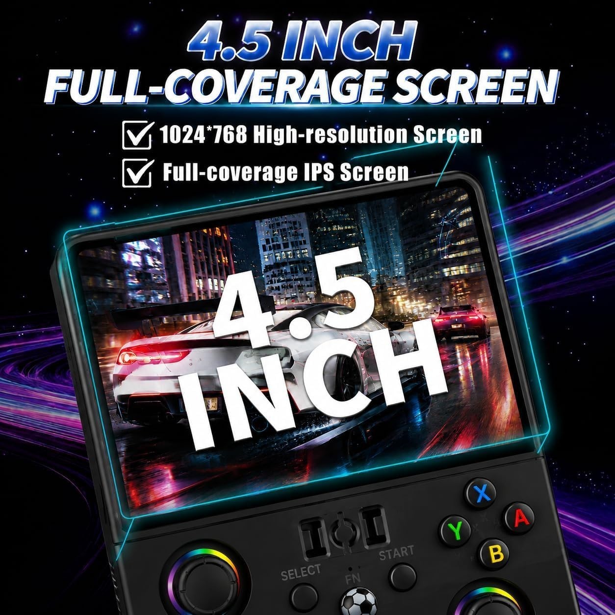 R36MAX2 Retro Handheld Game Console, 4.5-Inch 1024×768 IPS Screen, 128GB 22000+