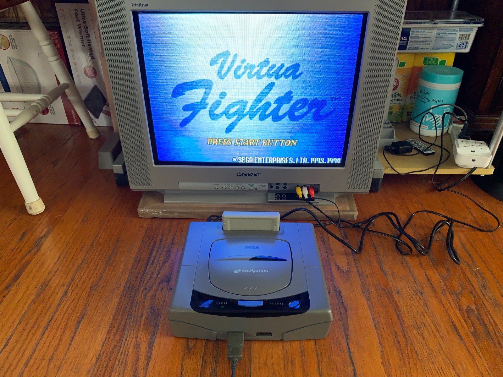 Sega Saturn gray Japanese console system Virtua Fighter Daytona USA memory card