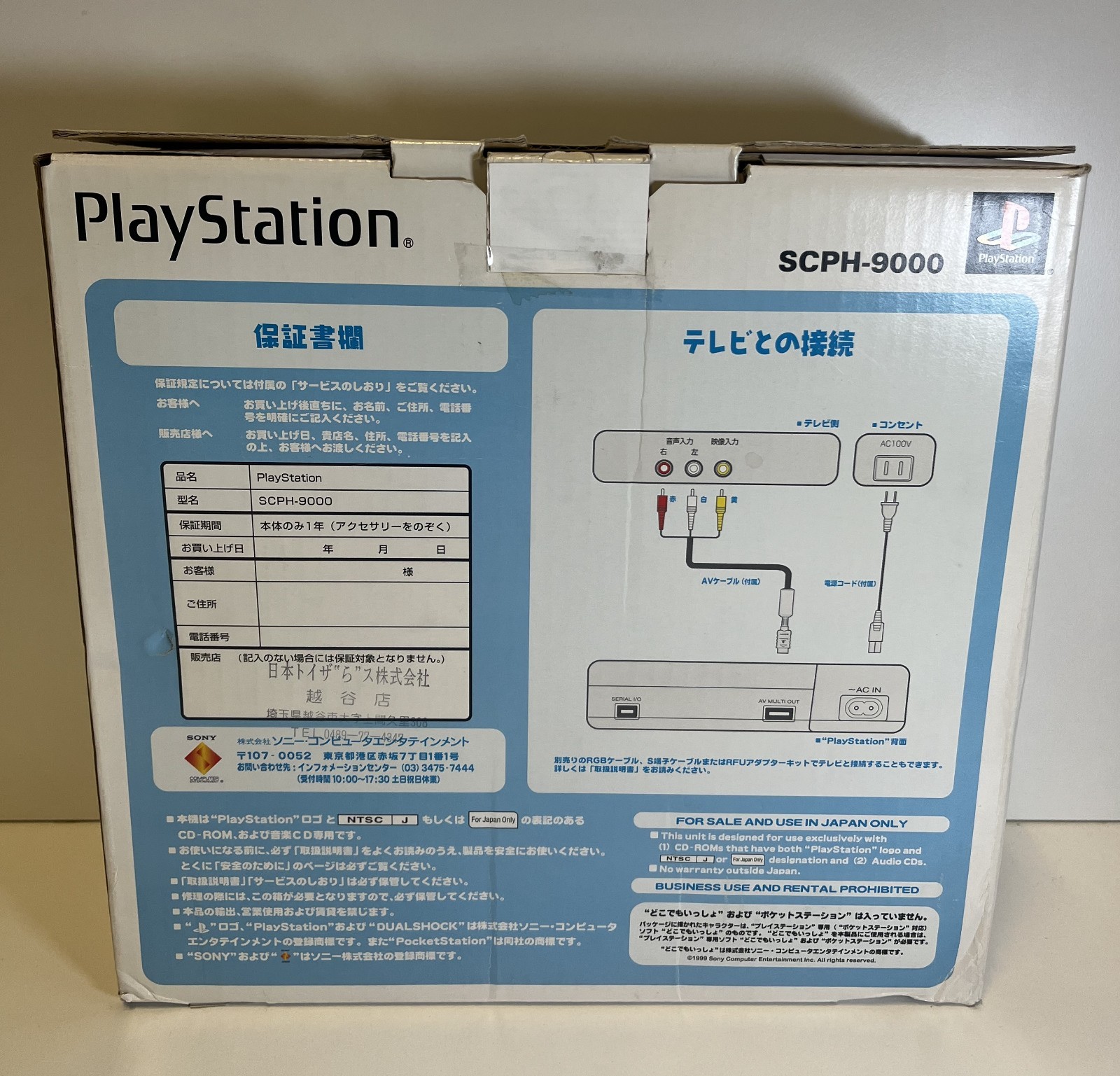 PLAYSTATION CONSOLE SCPH-9000 DUAL SHOCK TESTED NTSC JAPAN BOXED VERSION 1997