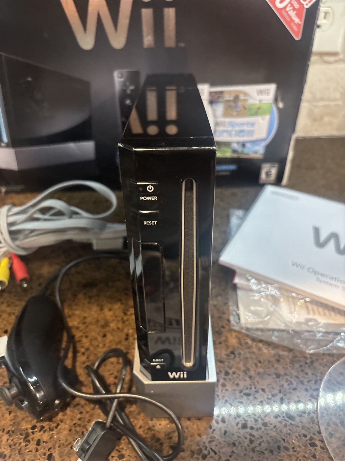 Nintendo Wii Console RVL-001 Black No cordless remote included