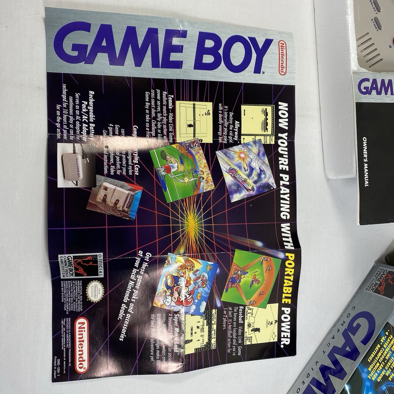 Original Nintendo Game Boy Console System Near Complete w/ Box Manual Tetris