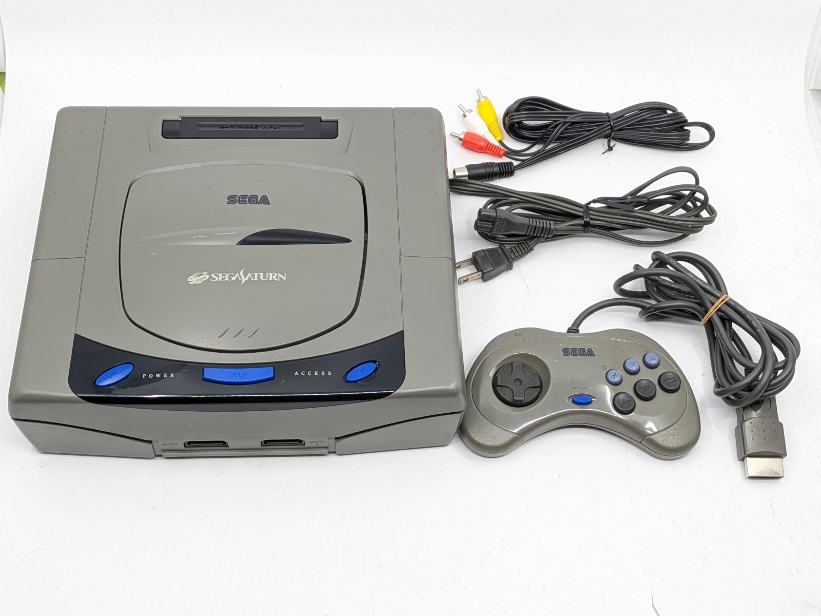 SEGA Saturn HST-3210 Gray Console Complete Set Tested Japan NTSC-J