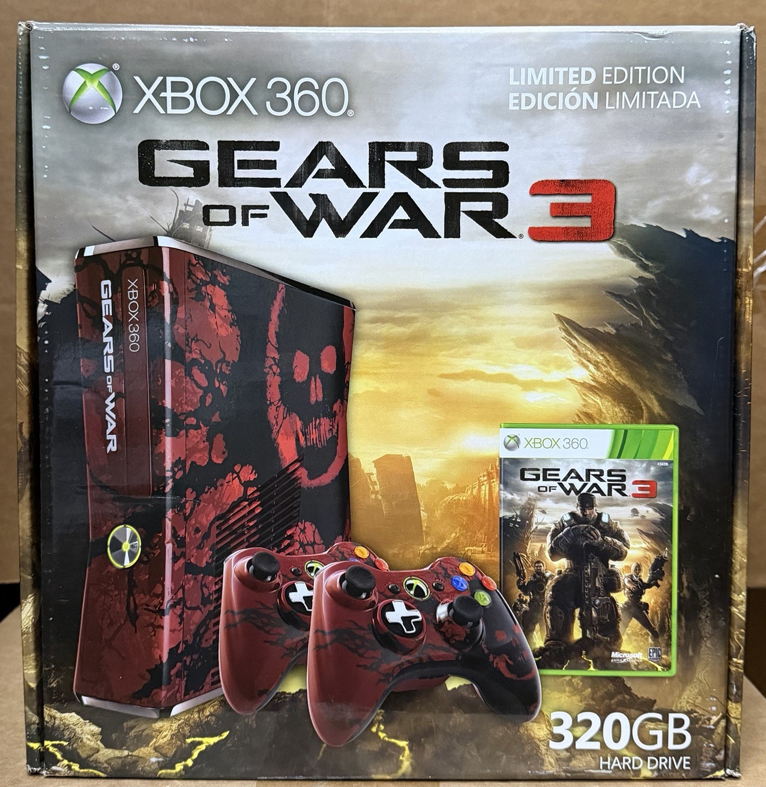 NEW SEALED Microsoft Xbox 360 Gears of War 3 Limited Edition 320GB Box Damage