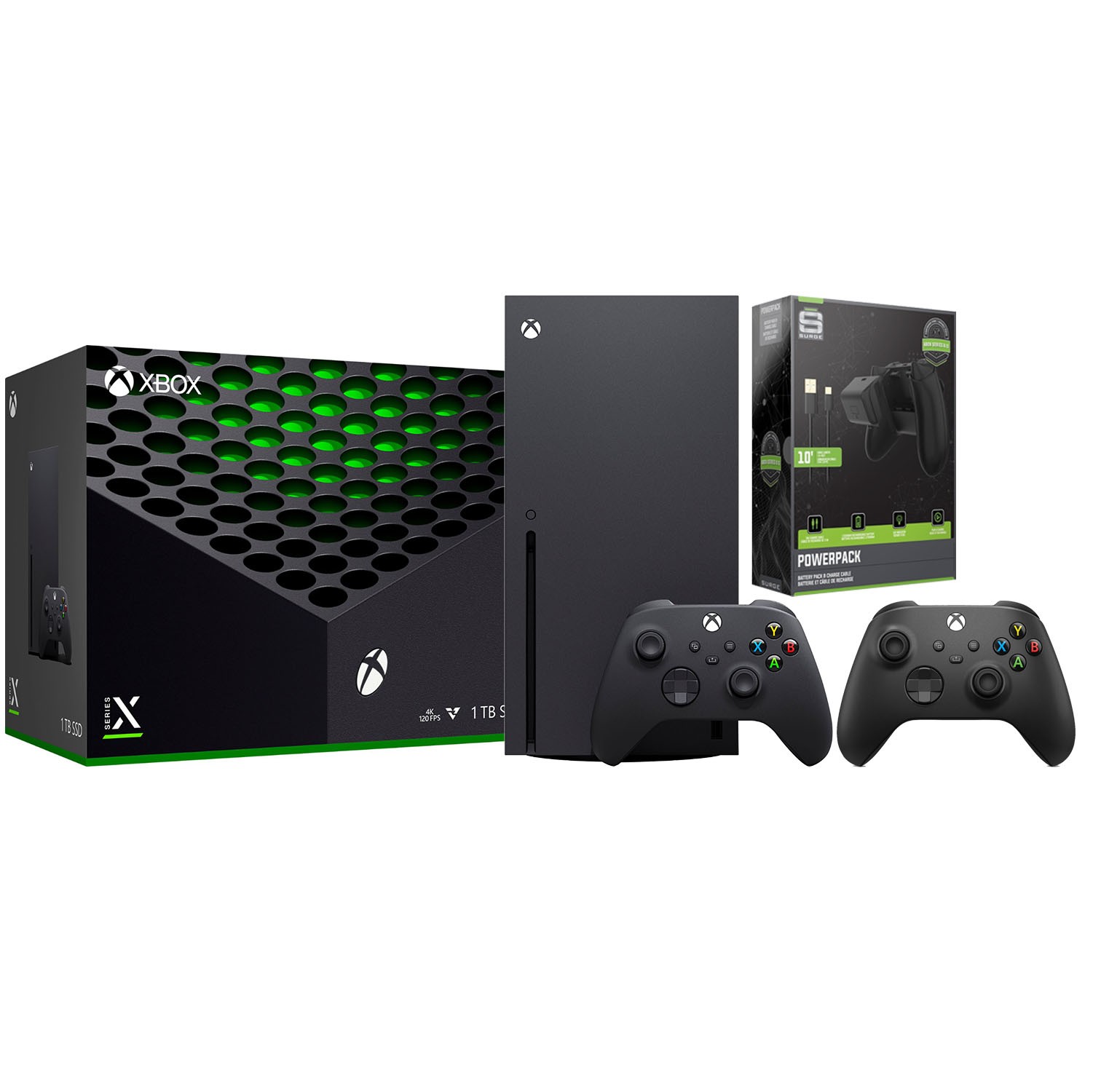 Xbox Series X 1TB Disc + Extra Controller + Battery Pack Bundle- Carbon Black