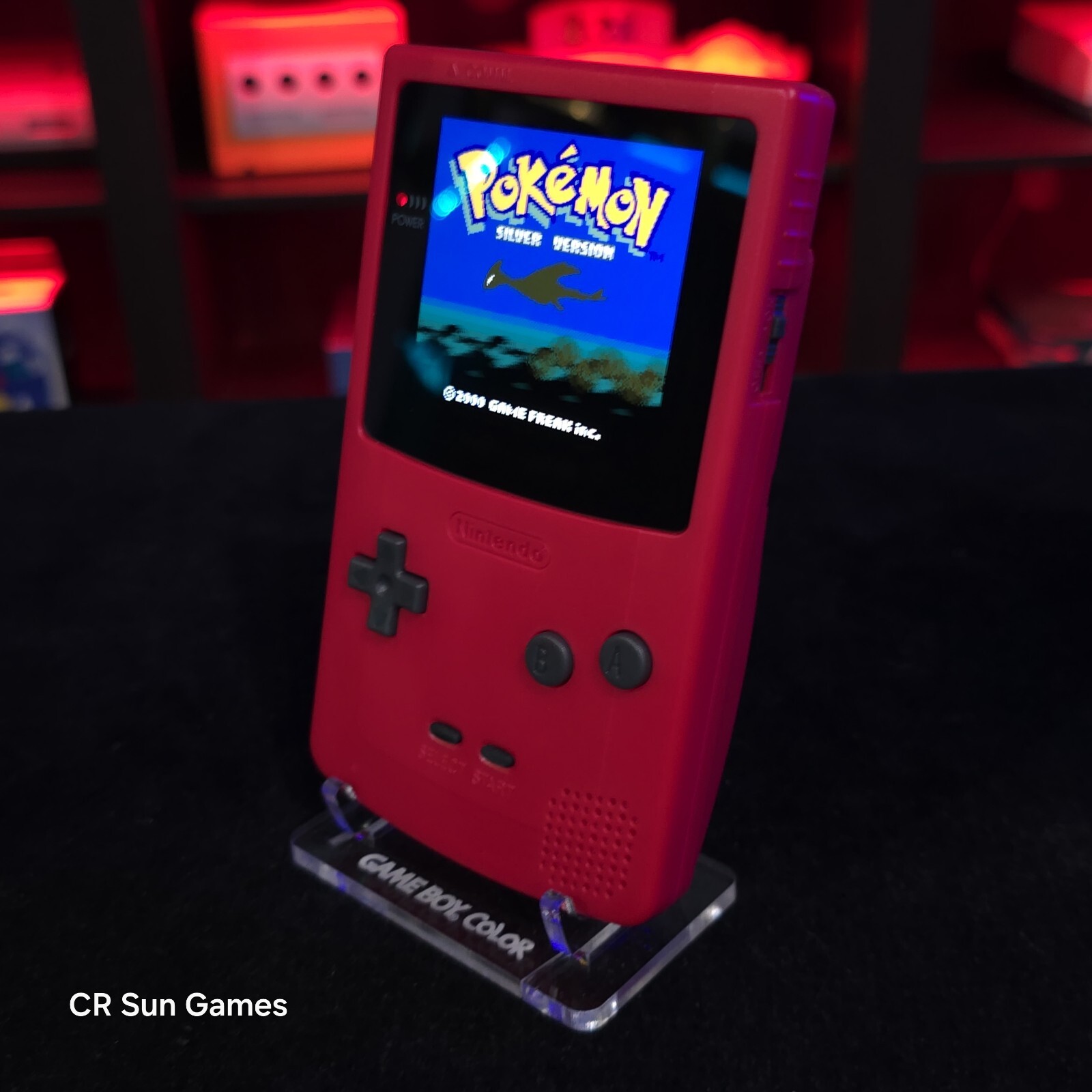 Berry Red Gameboy Color Console OLED Touch Screen And USB-C Rechargeable Battery