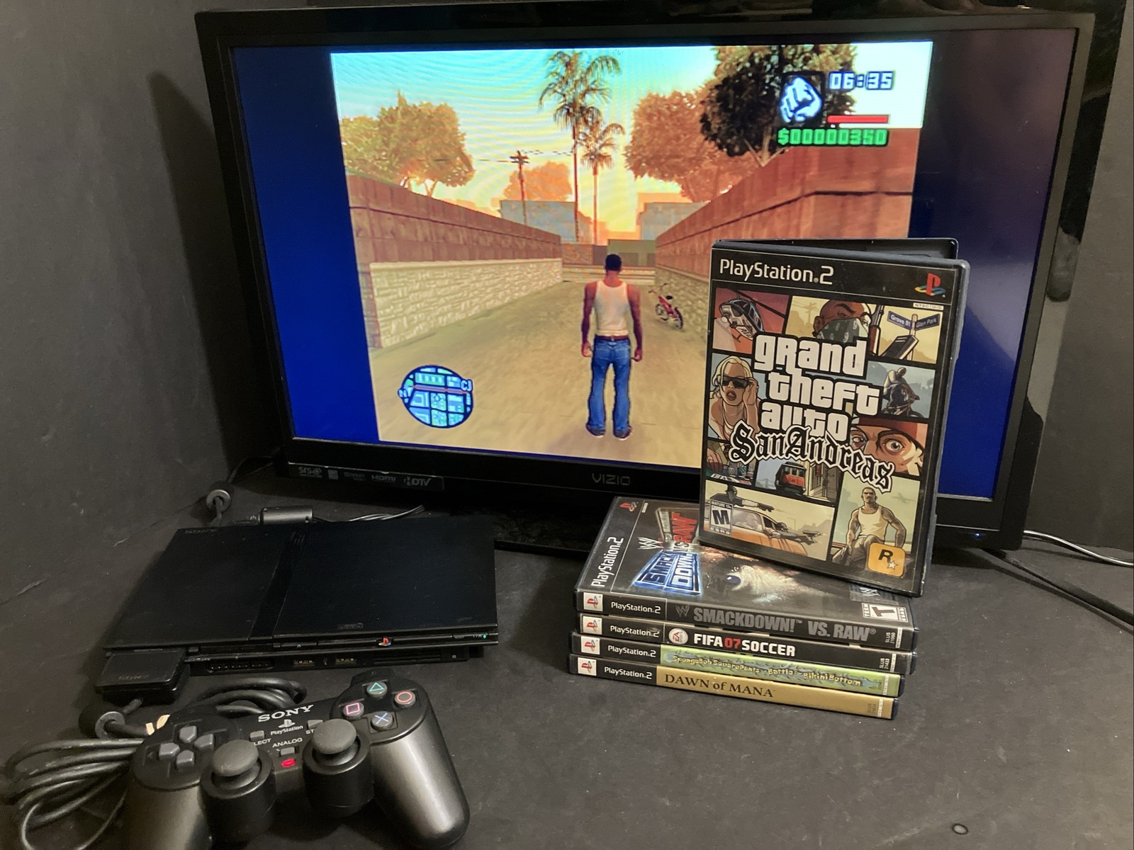 Sony PlayStation 2 Slim Ps2 Console Bundle W/ Games/ Controller & Memory Card