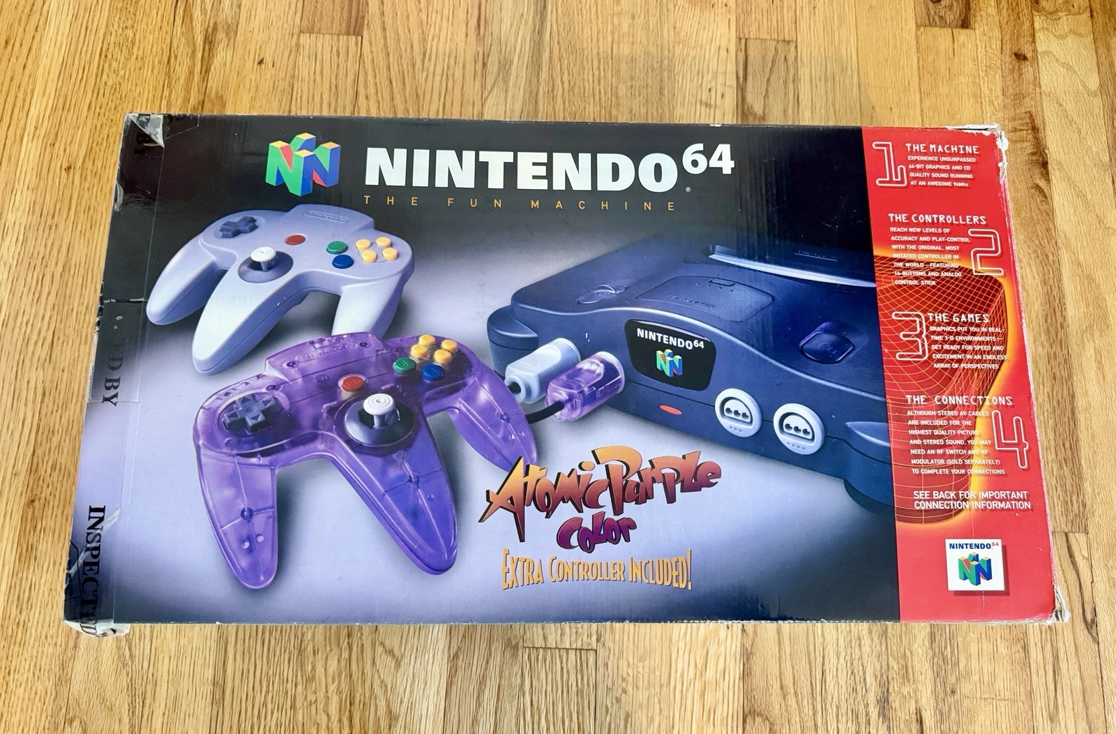 Nintendo 64 N64 Atomic Purple Extra Controller Console Bundle -BOX ONLY