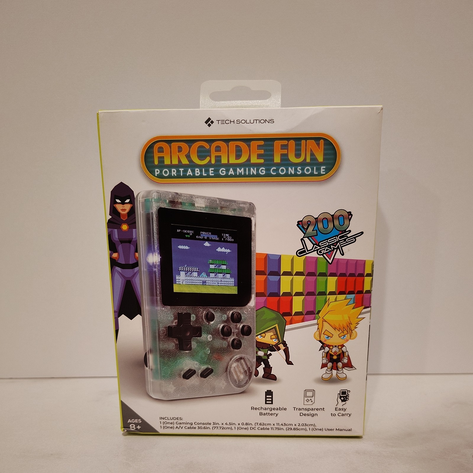 Gaming Console – Portable Transparent Retro Arcade Fun (200 Classic Games) NEW